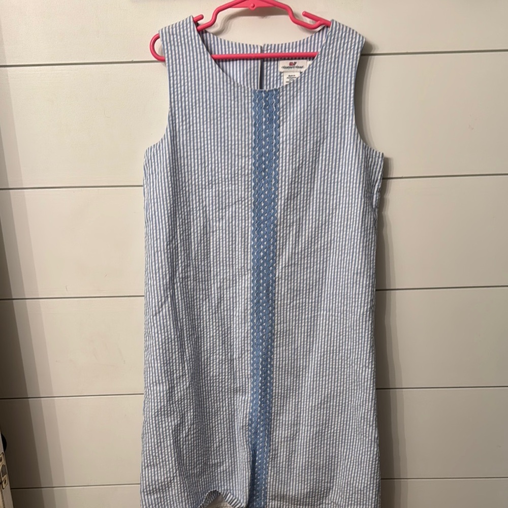 Vineyard Vines Blue V-Neck Sleeveless Sheath Dress